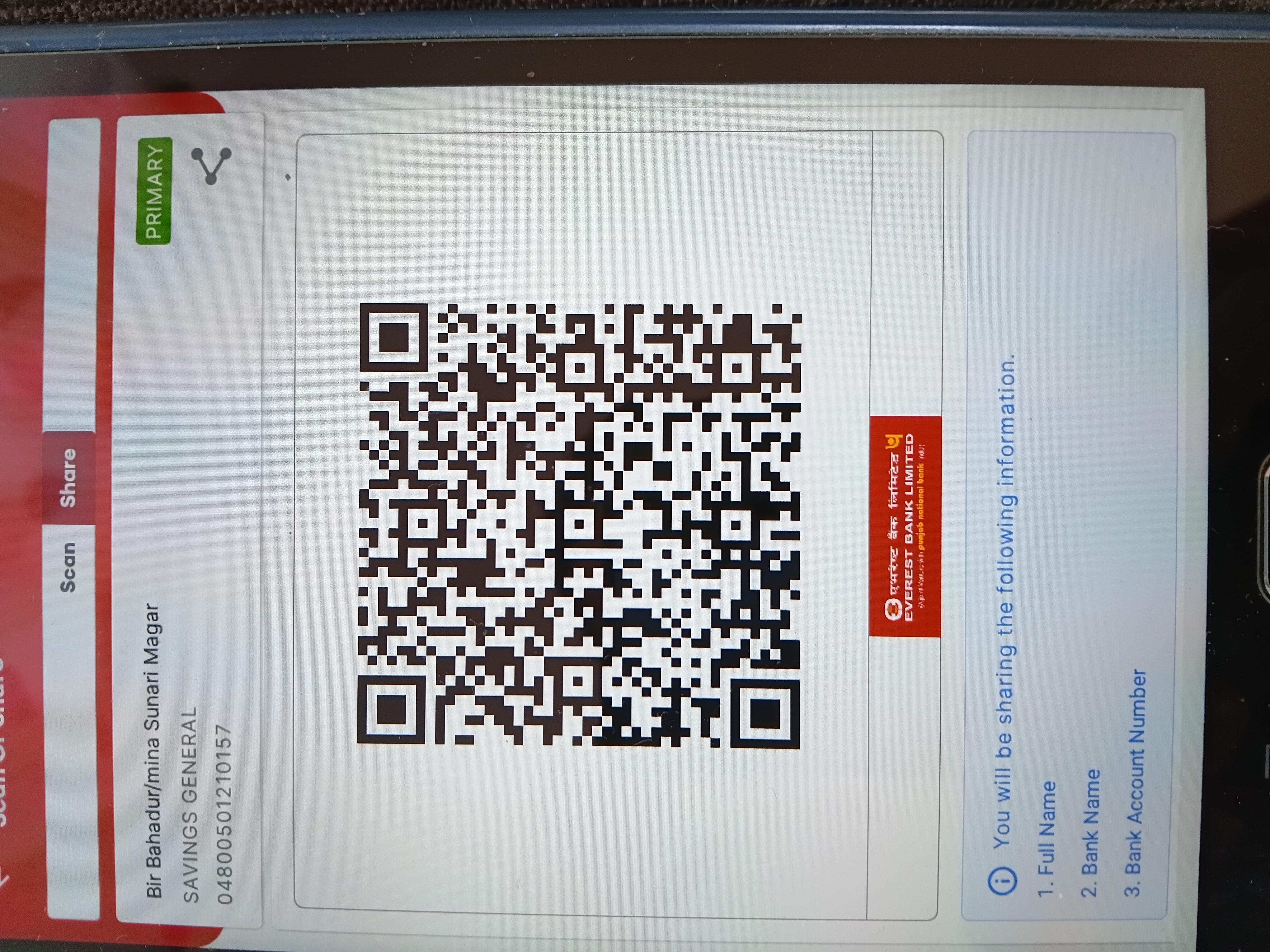 Business bank payment QR code